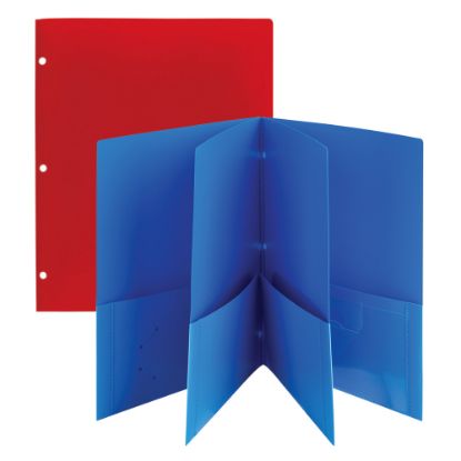 Picture of Office Depot Brand 6-Pocket Poly Folders, Letter Size, Assorted Colors, Pack Of 2