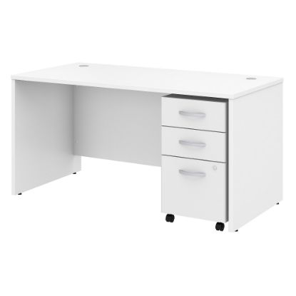 Picture of Bush Business Furniture Studio C 60inW Office Computer Desk With Mobile File Cabinet, White, Standard Delivery