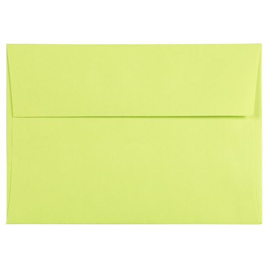 Picture of JAM Paper Booklet Envelopes, #4 Bar (A1), Gummed Seal, Lime Green, Pack Of 25