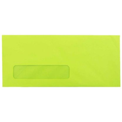 Picture of JAM Paper #10 Single-Window Booklet Envelopes, Bottom Left Window, Gummed Seal, Brite Hue Ultra Lime Green, Pack Of 25