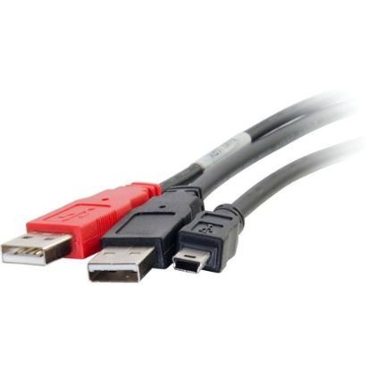 Picture of C2G 6ft USB 2.0 One Mini-b Male to Two A Male Y-Cable - Mini Type B Male USB - Type A Male USB - 6ft - Black