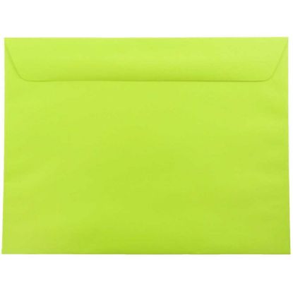 Picture of JAM Paper Booklet Envelopes, 9in x 12in, Gummed Seal, Ultra Lime Green, Pack Of 25