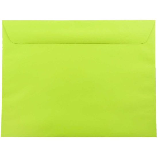 Picture of JAM Paper Booklet Envelopes, 9in x 12in, Gummed Seal, Ultra Lime Green, Pack Of 25