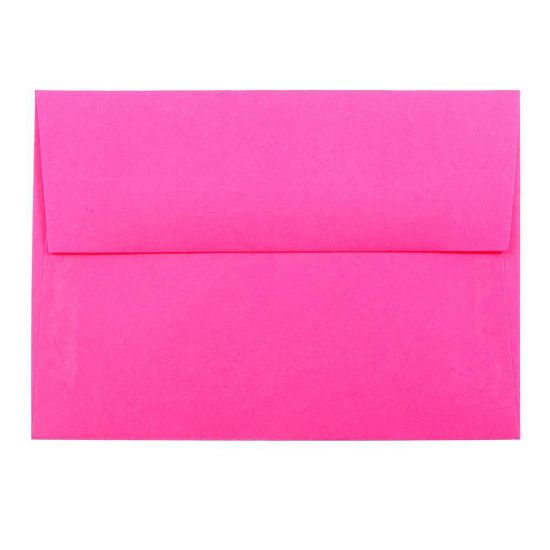 Picture of JAM Paper Booklet Envelopes, #4 Bar (A1), Gummed Seal, Fuchsia Pink, Pack Of 25