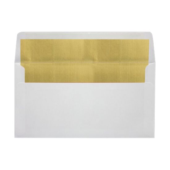 Picture of LUX Photo Greeting Foil-Lined Invitation Envelopes, A7, Peel & Stick Closure, White/Gold, Pack Of 500