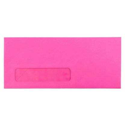 Picture of JAM Paper #10 Single-Window Booklet Envelopes, Bottom Left Window, Gummed Seal, Brite Hue Ultra Fuschia Hot Pink, Pack Of 25