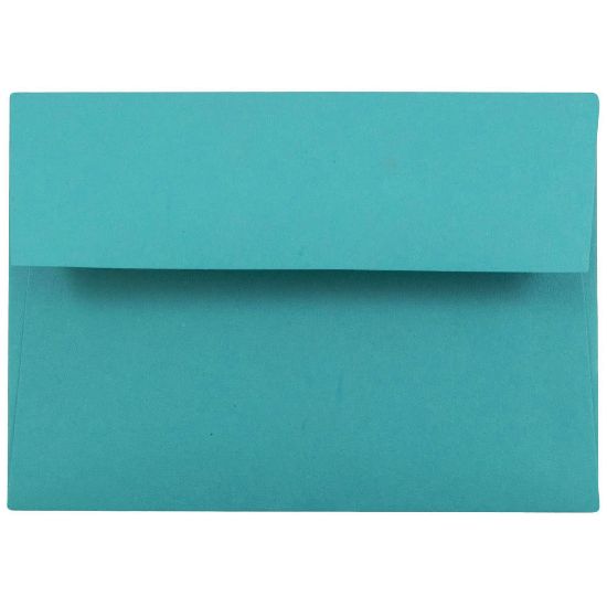 Picture of JAM Paper Booklet Envelopes, #4 Bar (A1), Gummed Seal, 30% Recycled, Sea Blue, Pack Of 25