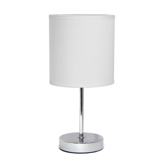 Picture of Simple Designs Mini Basic Table Lamp with Fabric Shade, 11inH, White/Chrome