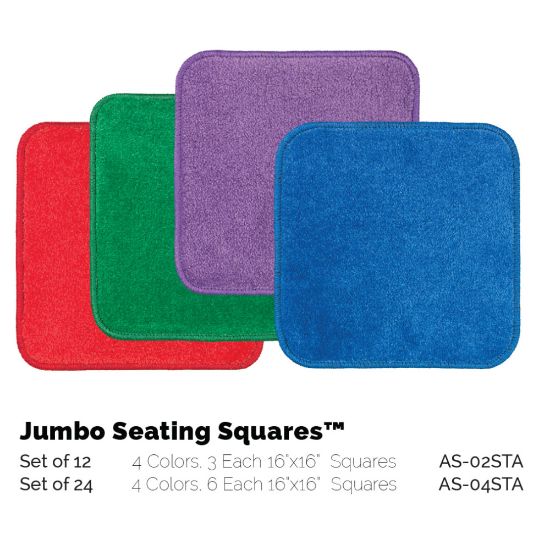 Picture of Flagship Carpets Jumbo Seating Squares, 16in x 16in, Multicolor, Set Of 12