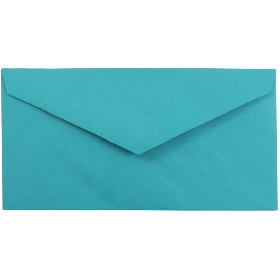 Picture of JAM Paper Booklet Envelopes, #7 3/4 Monarch, Gummed Seal, 30% Recycled, Sea Blue, Pack Of 25