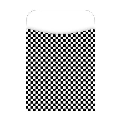 Picture of Barker Creek Library Pockets, 3 1/2in x 5 1/8in, Black Checks, Pack Of 30