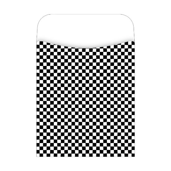 Picture of Barker Creek Library Pockets, 3 1/2in x 5 1/8in, Black Checks, Pack Of 30