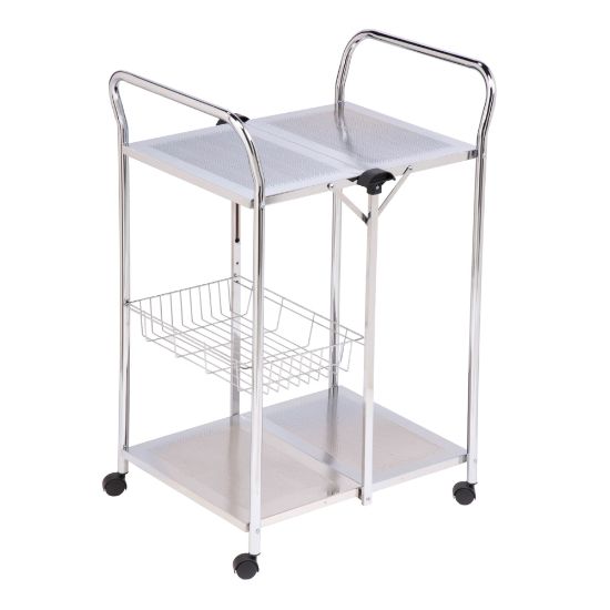 Picture of Honey-can-do CRT-01703 Folding Utility Table, Chrome - 4 Casters - Steel - 20in Length x 25.5in Width x 38.5in Height - Chrome - 1