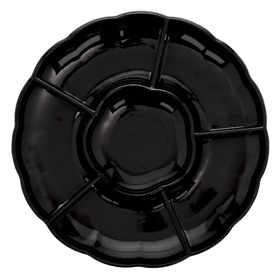 Picture of Amscan Scalloped Sectional Chip N Dip Trays, 16in, Jet Black, Pack Of 3 Trays