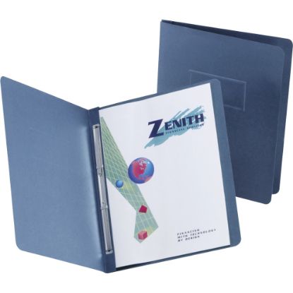 Picture of TOPS Presslock Letter Report Cover - 8 1/2in x 11in - 500 Sheet Capacity - 2 Prong - Leatherette Paper - Dark Blue - 25 / Box