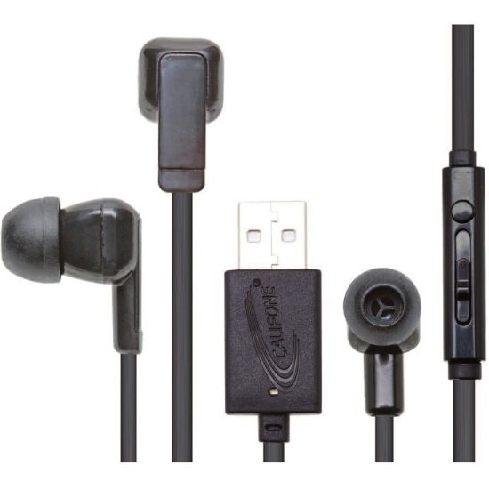 Picture of Califone E3USB Multimedia Ear Bud With USB Plug - Stereo - USB - Wired - 16 Ohm - 12 Hz - 22 kHz - Earbud - Binaural - In-ear - 3.90 ft Cable - Black