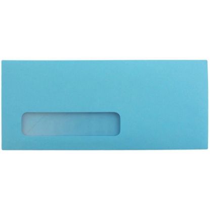 Picture of JAM Paper #10 Single-Window Booklet Envelopes, Bottom Left Window, Gummed Seal, 30% Recycled, Brite Hue Blue, Pack Of 25