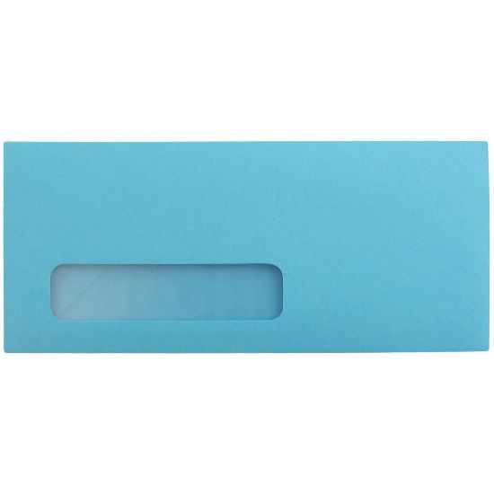 Picture of JAM Paper #10 Single-Window Booklet Envelopes, Bottom Left Window, Gummed Seal, 30% Recycled, Brite Hue Blue, Pack Of 25