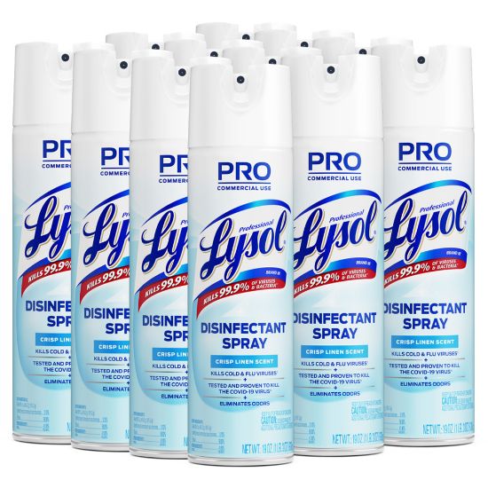 Picture of Lysol Professional Disinfectant Spray, Crisp Linen Scent, 19 Oz Bottle, Case Of 12