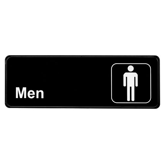 Picture of Alpine Mens Restroom Signs, 3in x 9in, Black/White, Pack Of 15 Signs