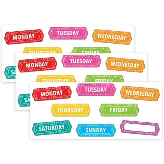 Picture of Ashley Productions Magnetic Die-Cut Timesavers & Labels, Days of the Week, Chalk Loops, 8 Pieces Per Pack, Set Of 3 Packs