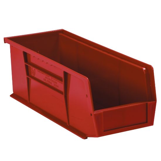 Picture of Partners Brand Plastic Stack & Hang Bin Boxes, Small Size, 10 7/8in x 4 1/8in x 4in, Red, Pack Of 12