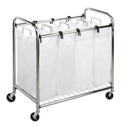 Picture of Honey-Can-Do Heavy-Duty Quad Laundry Sorter, Chrome/White