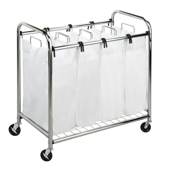 Picture of Honey-Can-Do Heavy-Duty Quad Laundry Sorter, Chrome/White