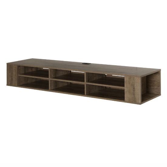 Picture of South Shore City Life 66in Wide Wall Mounted Media Console, Weathered Oak