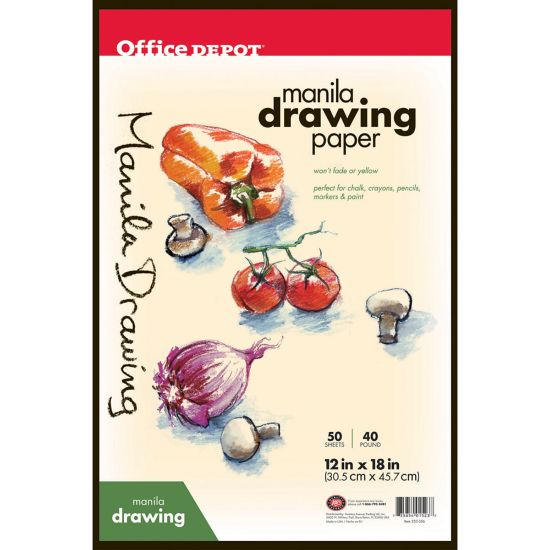 Picture of Office Depot Brand Manila Drawing Paper, 12in x 18in, 40 Lb, 50 Sheets