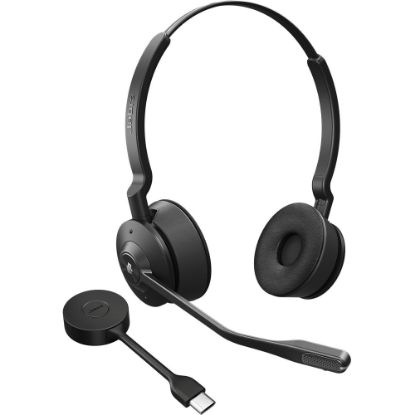 Picture of Jabra Engage 55 Headset - Stereo - USB Type C - Wireless - DECT - 492.1 ft - 40 Hz - 16 kHz - On-ear - Binaural - Open - Noise Cancelling, Uni-directional, MEMS Technology Microphone - Black