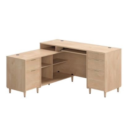 Picture of Sauder Clifford Place 59inW L-Shaped Computer Desk With Keyboard Shelf And Filing Drawer, Natural Maple