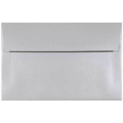 Picture of JAM Paper Booklet Invitation Envelopes, A9, Gummed Seal, Pearlized Elegance Metallic Silver, Pack Of 25