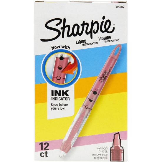 Picture of Sharpie Liquid Highlighters, Chisel Tip, Fluorescent Pink, Box of 12