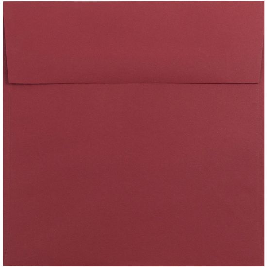 Picture of JAM Paper Color Square Invitation Envelopes, 8 1/2in x 8 1/2in, Gummed Seal, Dark Red, Pack Of 25