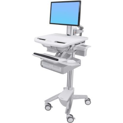 Picture of Ergotron StyleView Cart with LCD Pivot, 2 Drawers (2x1) - Up to 24in Screen Support - 37.04 lb Load Capacity - Floor - Plastic, Aluminum, Zinc-plated Steel