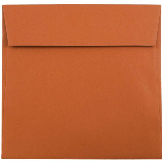 Picture of JAM Paper Color Square Invitation Envelopes, 6in x 6in, Gummed Seal, Dark Orange, Pack Of 25