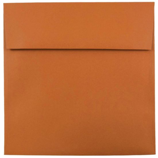 Picture of JAM Paper Color Square Invitation Envelopes, 8 1/2in x 8 1/2in, Gummed Seal, Dark Orange, Pack Of 25