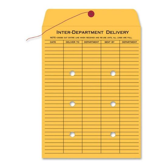 Picture of Quality Park Inter-Department Envelopes, 10in x 15in, Button & String, 20% Recycled, Brown, Pack Of 100