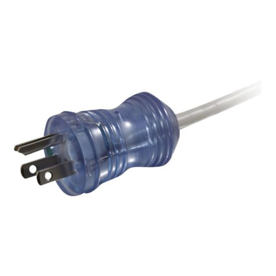 Picture of C2G 2ft 16 AWG Hospital Grade Power Cord (NEMA 5-15P to IEC320C13R) - Gray with Clear Connectors - Power cable - IEC 60320 C13 to NEMA 5-15 (M) - 2 ft - 90 deg. connector, right-angled connector - gray