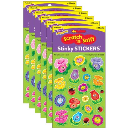 Picture of Trend Stinky Stickers, Friendly Flowers/Floral, 84 Stickers Per Pack, Set Of 6 Packs