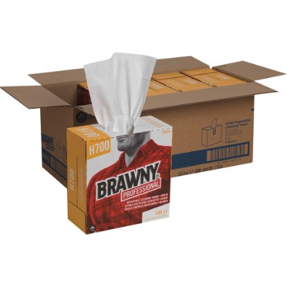 Picture of Brawny Professional H700 Disposable Cleaning Towels by GP Pro in Tall Box - 9.10in x 16.50in - White - 100 Quantity Per Box - 500 / Carton