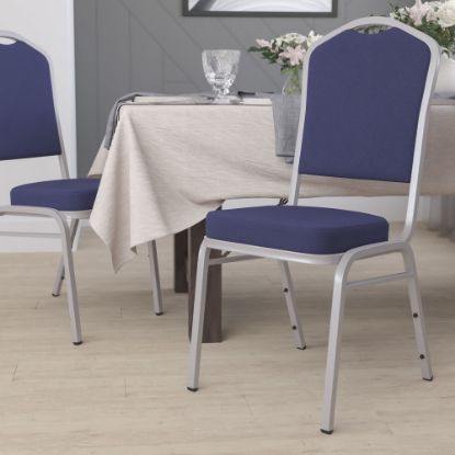 Picture of Flash Furniture HERCULES Series Crown Back Stacking Banquet Chair, Navy/Silver