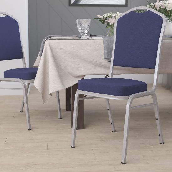 Picture of Flash Furniture HERCULES Series Crown Back Stacking Banquet Chair, Navy/Silver