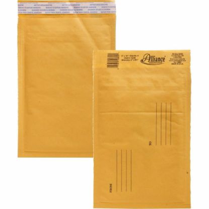 Picture of Alliance Rubber Kraft Bubble Mailers - Bubble - #0 - 6in Width x 10in Length - Peel & Seal - Paper - 25 / Carton - Kraft