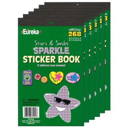 Picture of Eureka Sticker Books, Stars & Smiles Sparkle, 268 Stickers Per Book, Pack Of 6 Books