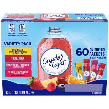 Picture of Crystal Light On-The-Go Sugar-Free Drink Mix Variety Pack, 6.3 Oz, Pack Of 60 Packets