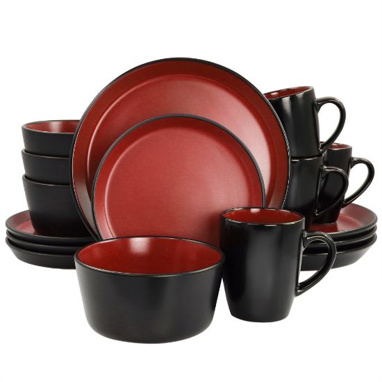 Picture of Gibson Home Laramie Blue Stoneware Dinnerware Set, Black