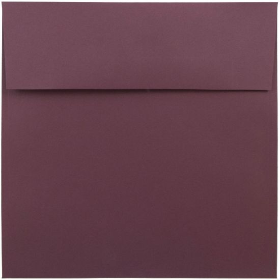 Picture of JAM Paper Color Square Invitation Envelopes, 8 1/2in x 8 1/2in, Gummed Seal, Burgundy, Pack Of 25