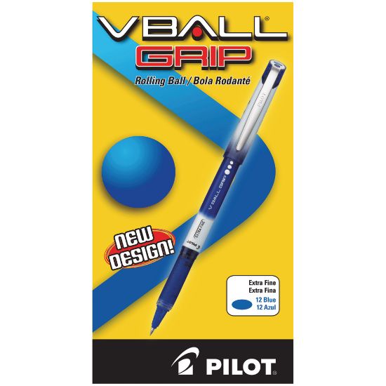 Picture of Pilot Liquid Rollerball Pens, Extra-Fine Point, 0.5 mm, Blue/White Barrel, Blue Ink, Pack Of 12 Pens